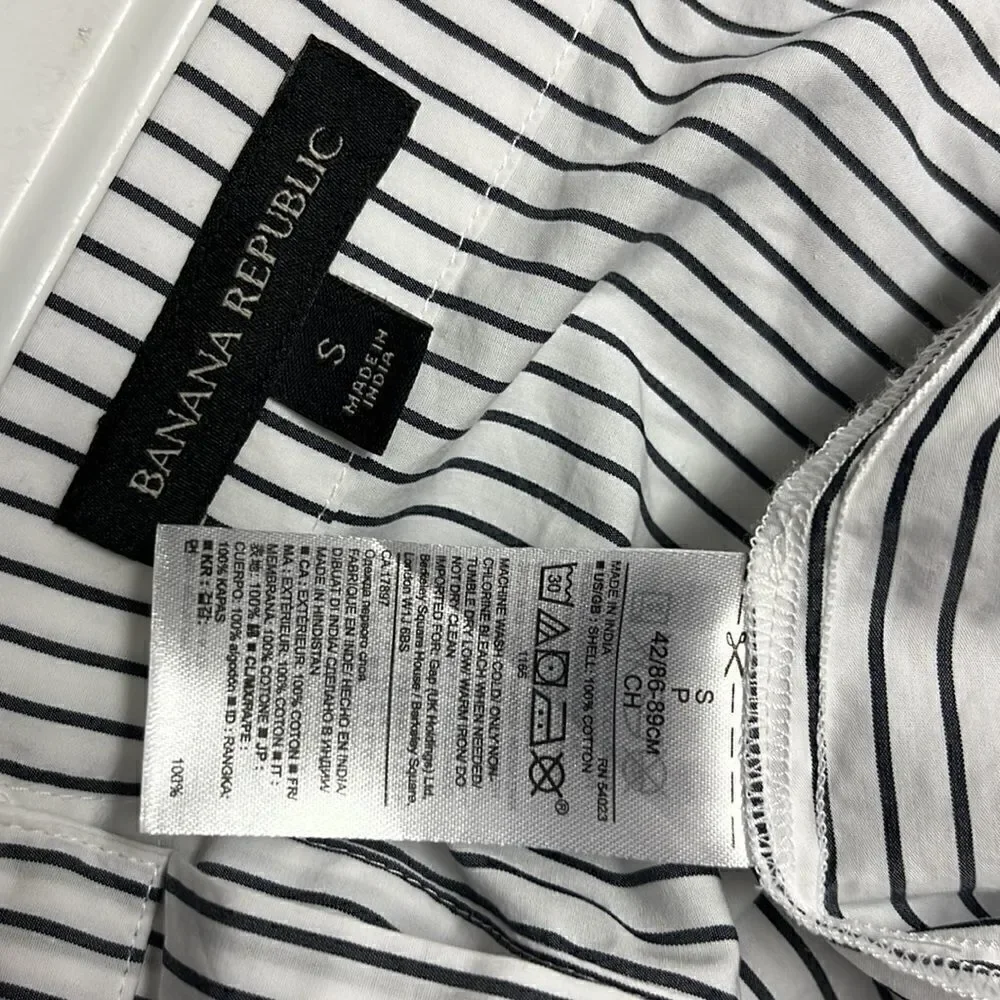 Banana Republic Off-the-Shoulder Black & White Striped Button up Blouse- Small